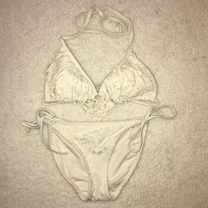 Off white crochet fringe bikini